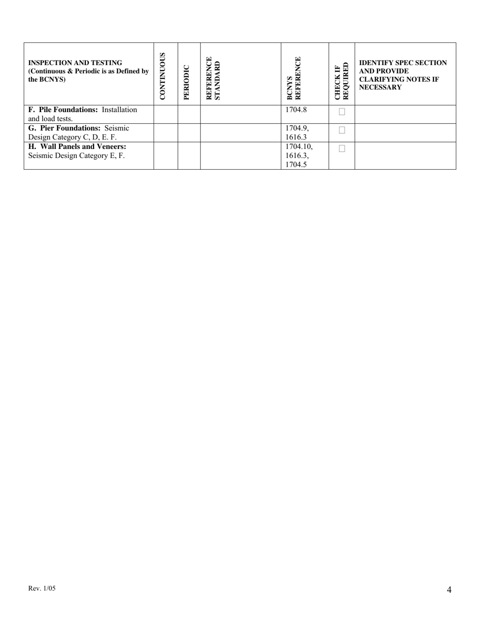 Statement of Special Inspections and Tests - New York, Page 4
