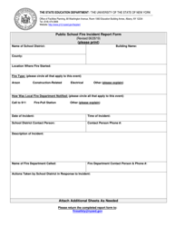 Document preview: Public School Fire Incident Report Form - New York