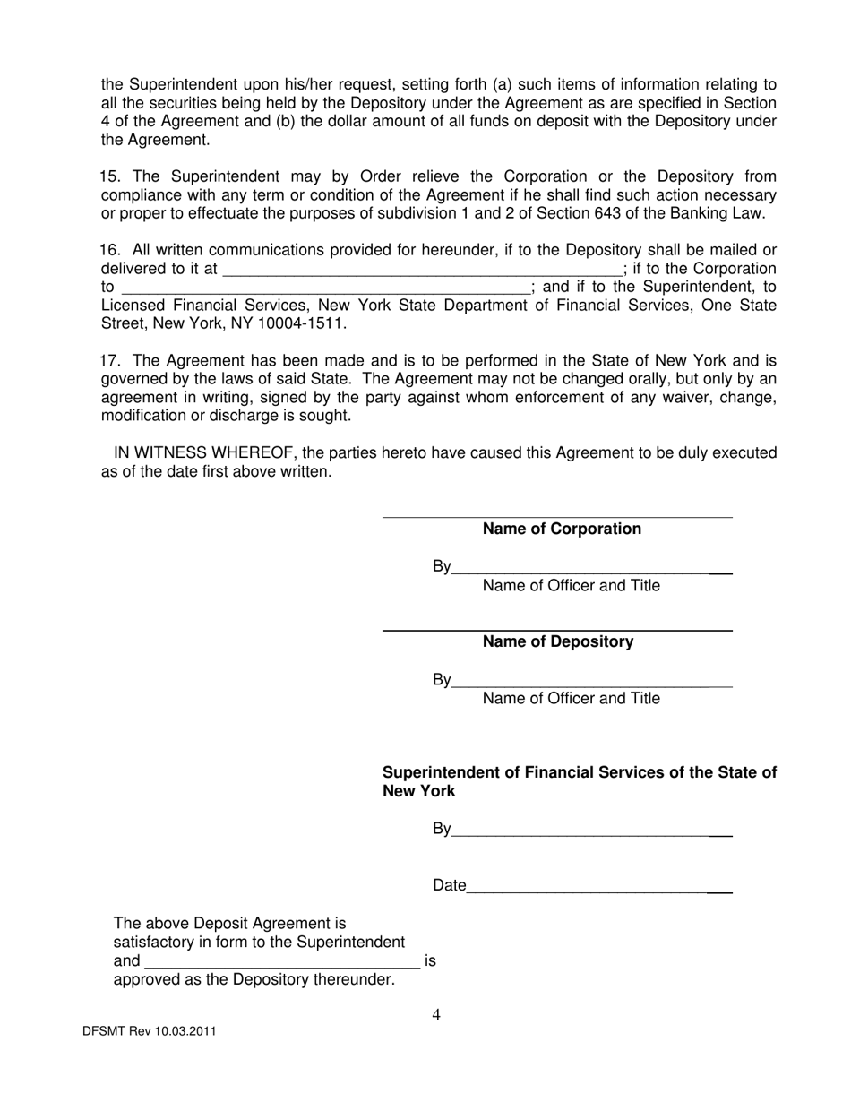 New York Deposit Agreement Fill Out Sign Online and Download PDF New York Deposit Agreement Fill Out Sign Online and Download PDF