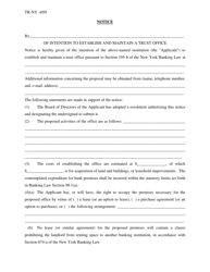 Document preview: Notice of Intention to Establish and Maintain a Trust Office (New York Bank/Trust Company) - New York