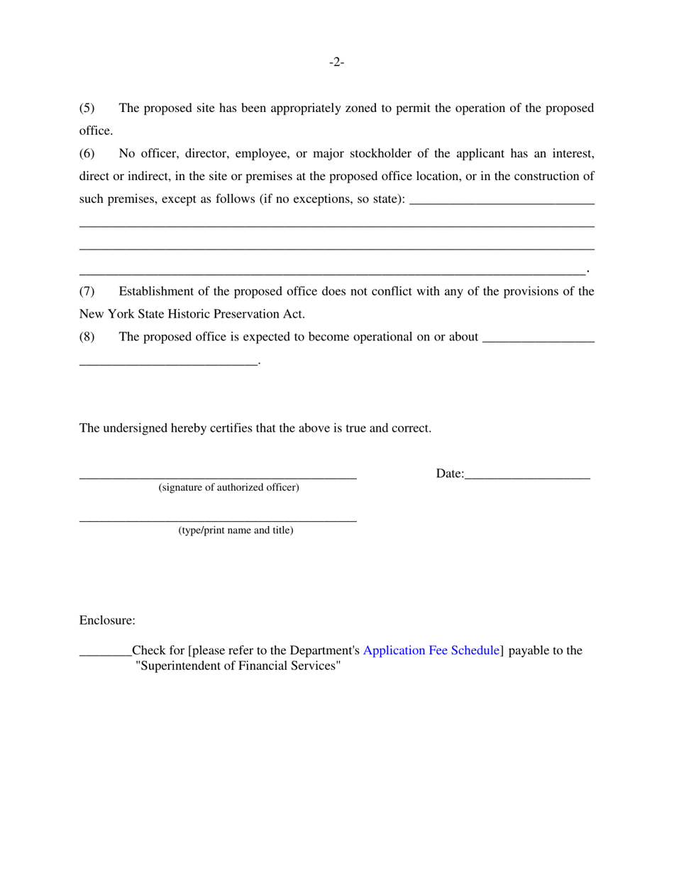 Notice of Intention to Establish and Maintain a Trust Office (New York Bank / Trust Company) - New York, Page 2