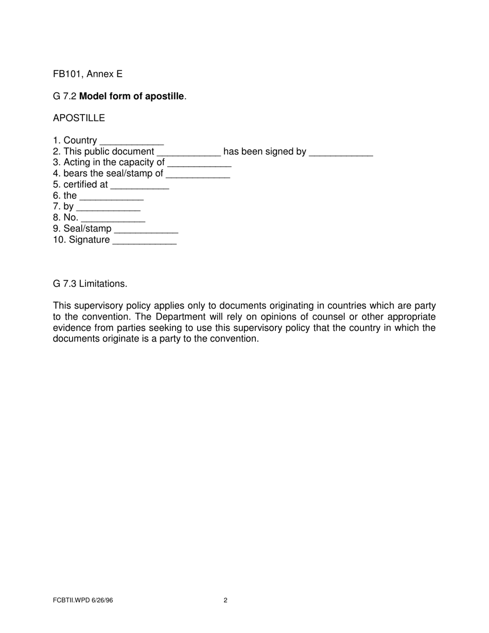 Form FB101 Annex E Supervisory Policy G 7 - New York, Page 2