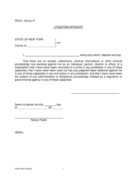 Form FB101 Annex H &quot;Litigation Affidavit&quot; - New York