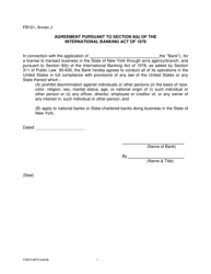 Form FB101 Annex J &quot;Agreement Pursuant to Section 9(B) of the International Banking Act of 1978&quot; - New York