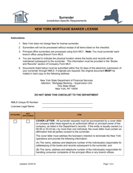 Document preview: Mortgage Banker License Surrender Instructions - New York