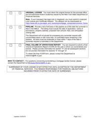 Mortgage Banker License Surrender Instructions - New York, Page 2