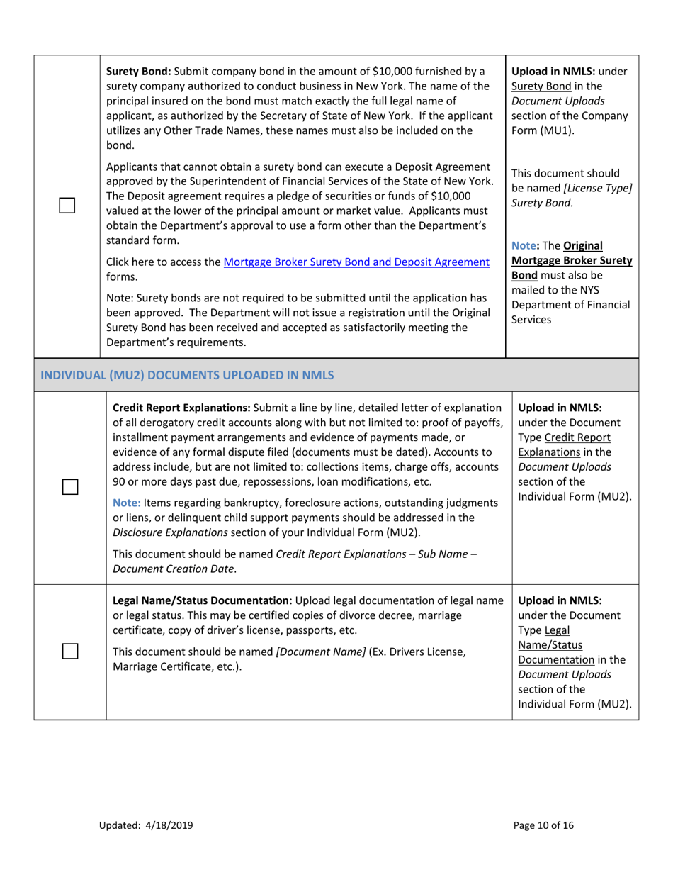 Ny Mortgage Broker Registration New Application Checklist (Company) - New York, Page 10