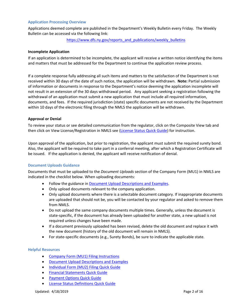 Ny Mortgage Broker Registration New Application Checklist (Company) - New York, Page 2