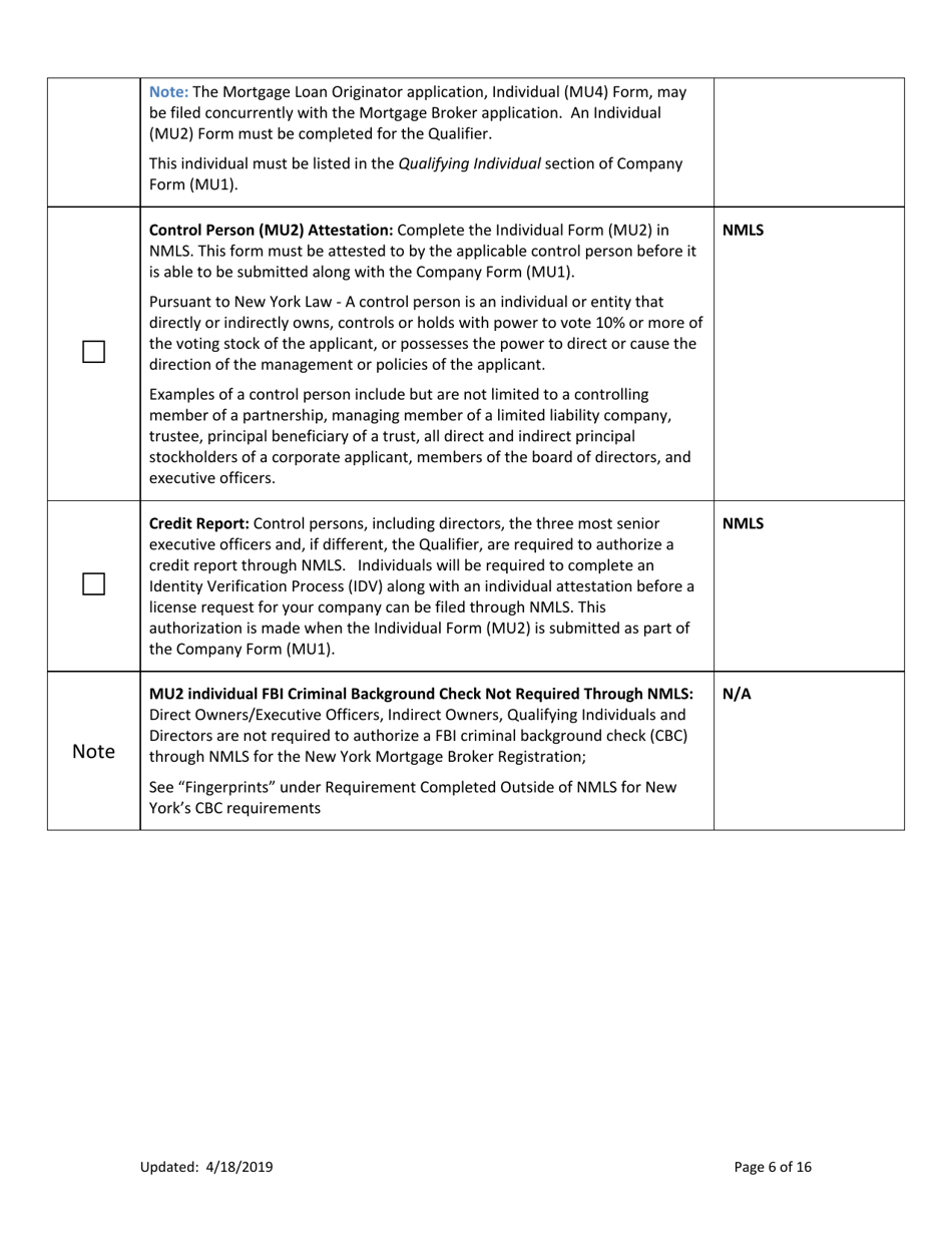 Ny Mortgage Broker Registration New Application Checklist (Company) - New York, Page 6