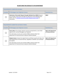 Ny Mortgage Loan Originator License Surrender Checklist (Individual) - New York, Page 2