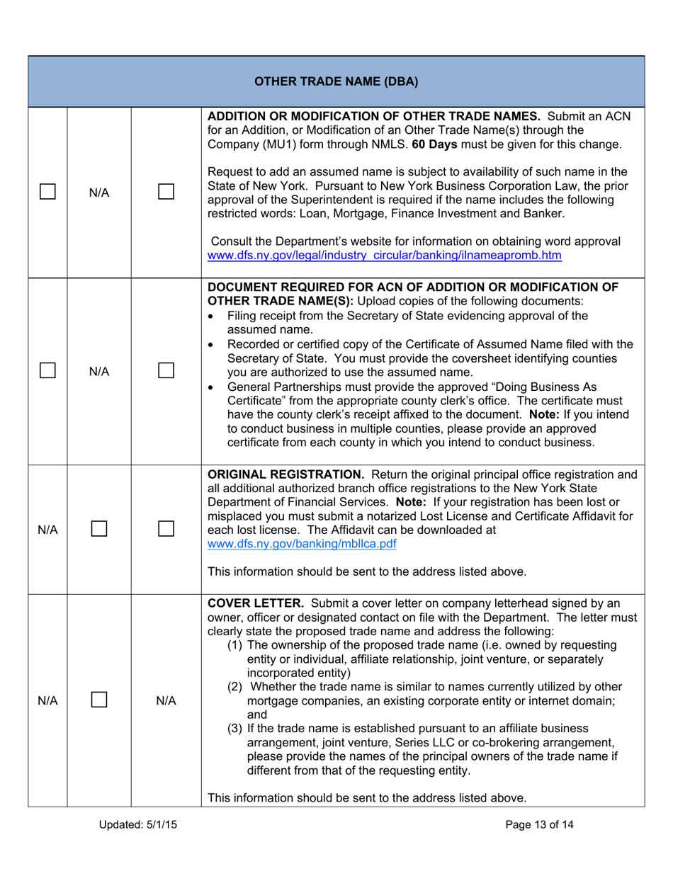 Mortgage Loan Servicer Application Instructions - New York, Page 13
