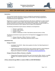 Mortgage Loan Servicer Application Instructions - New York