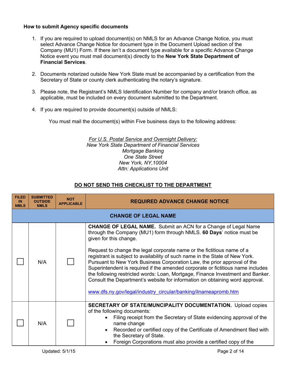 Mortgage Loan Servicer Application Instructions - New York, Page 2