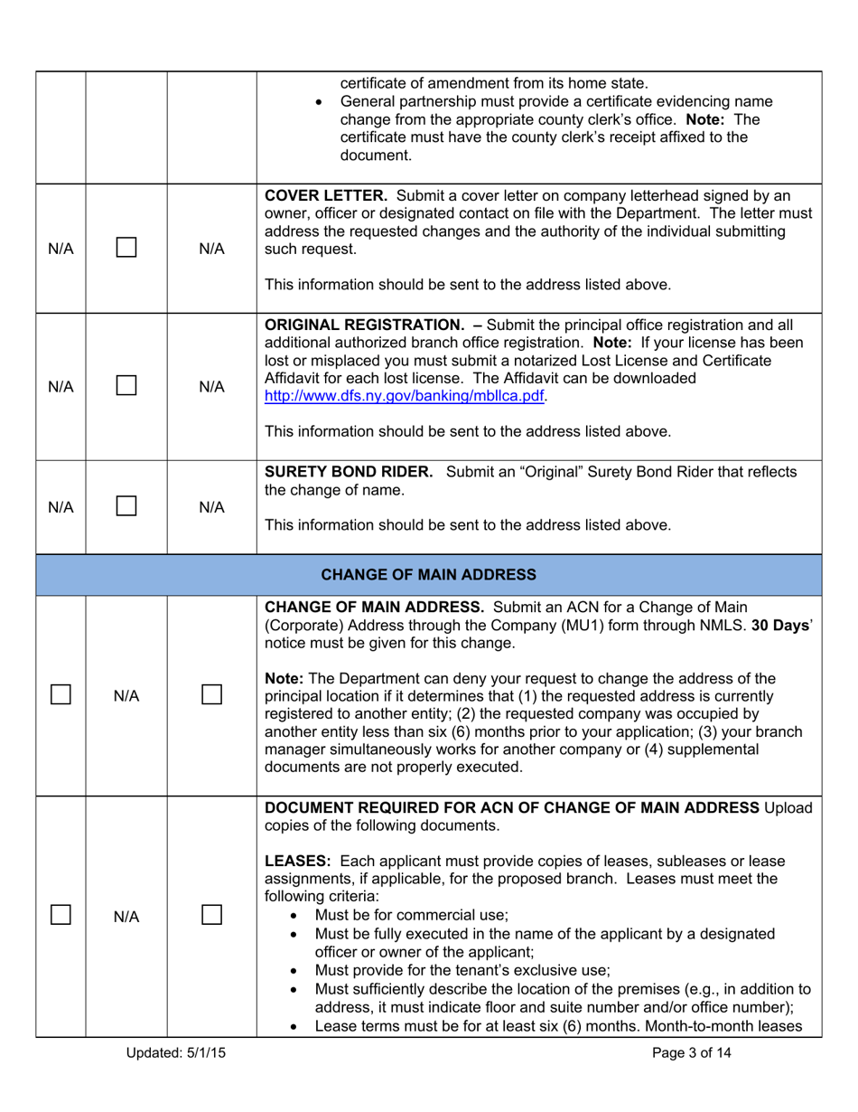 Mortgage Loan Servicer Application Instructions - New York, Page 3