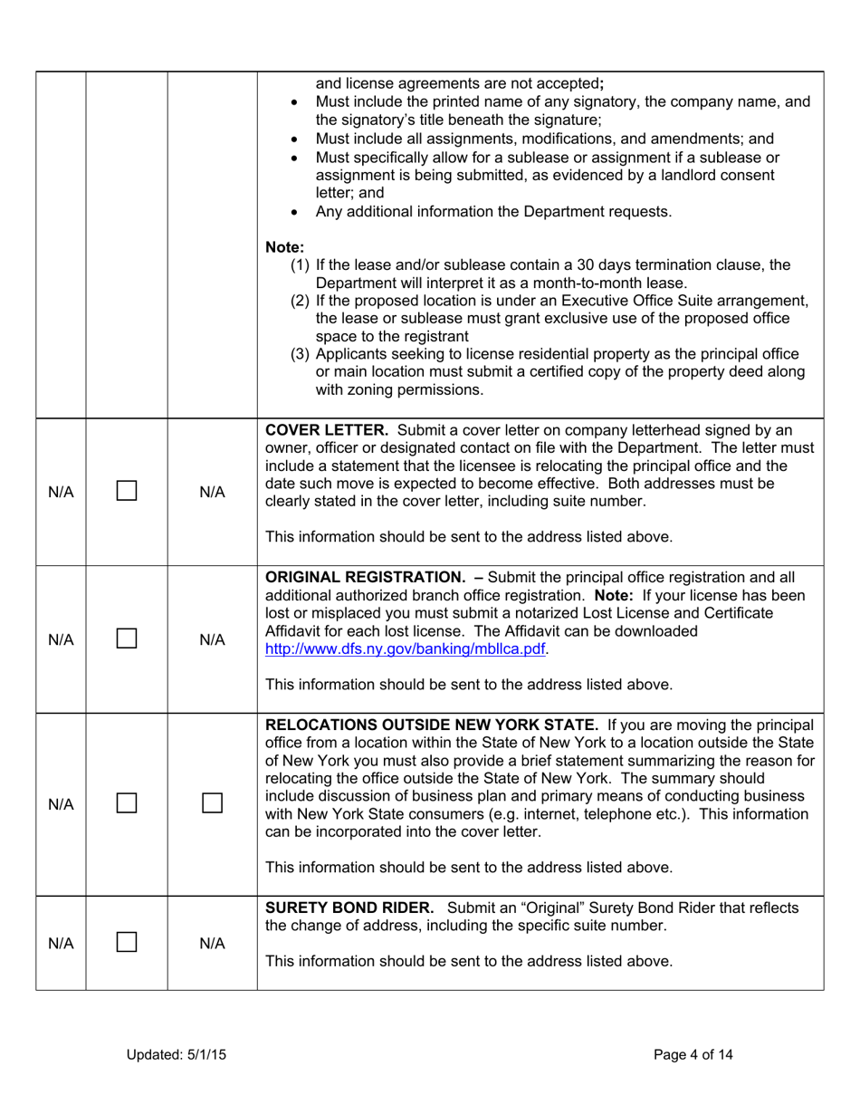 Mortgage Loan Servicer Application Instructions - New York, Page 4