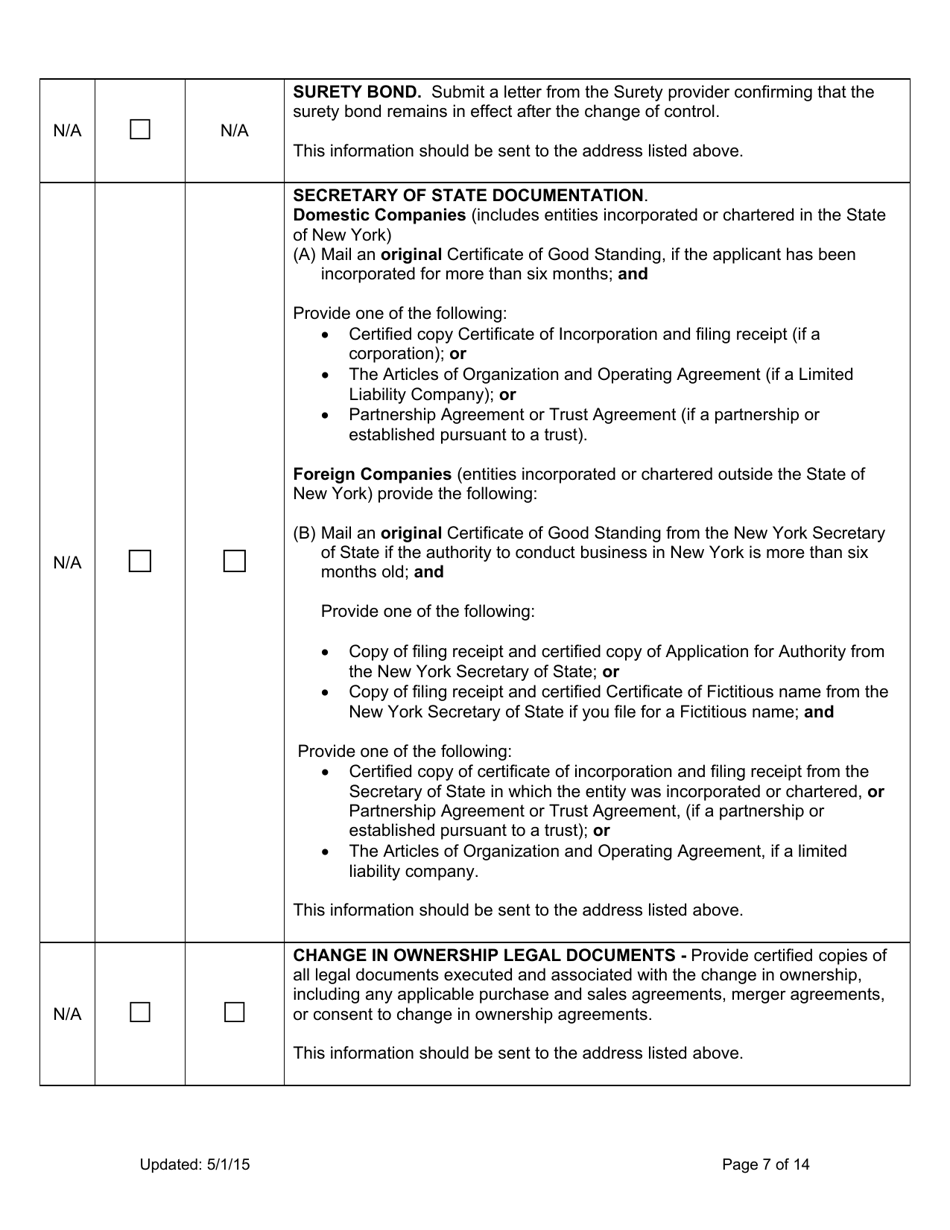 Mortgage Loan Servicer Application Instructions - New York, Page 7