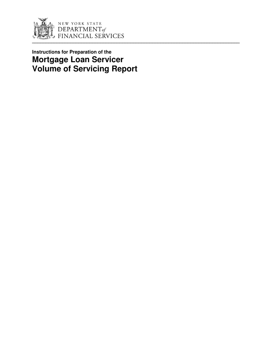 Instructions for Mortgage Loan Servicer Volume of Servicing Report - New York, Page 1