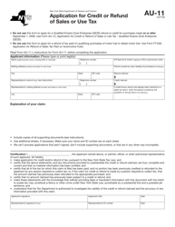 Document preview: Form AU-11 Application for Credit or Refund of Sales or Use Tax - New York