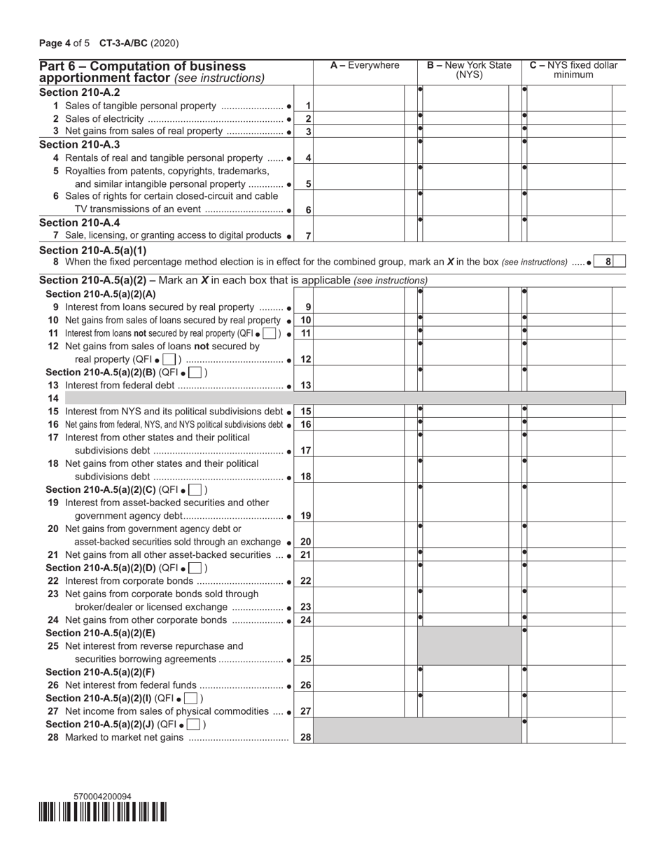 Form CT-3-A / BC Members Detail Report - Filed by a Corporation Included in a Combined Franchise Tax Return - New York, Page 4