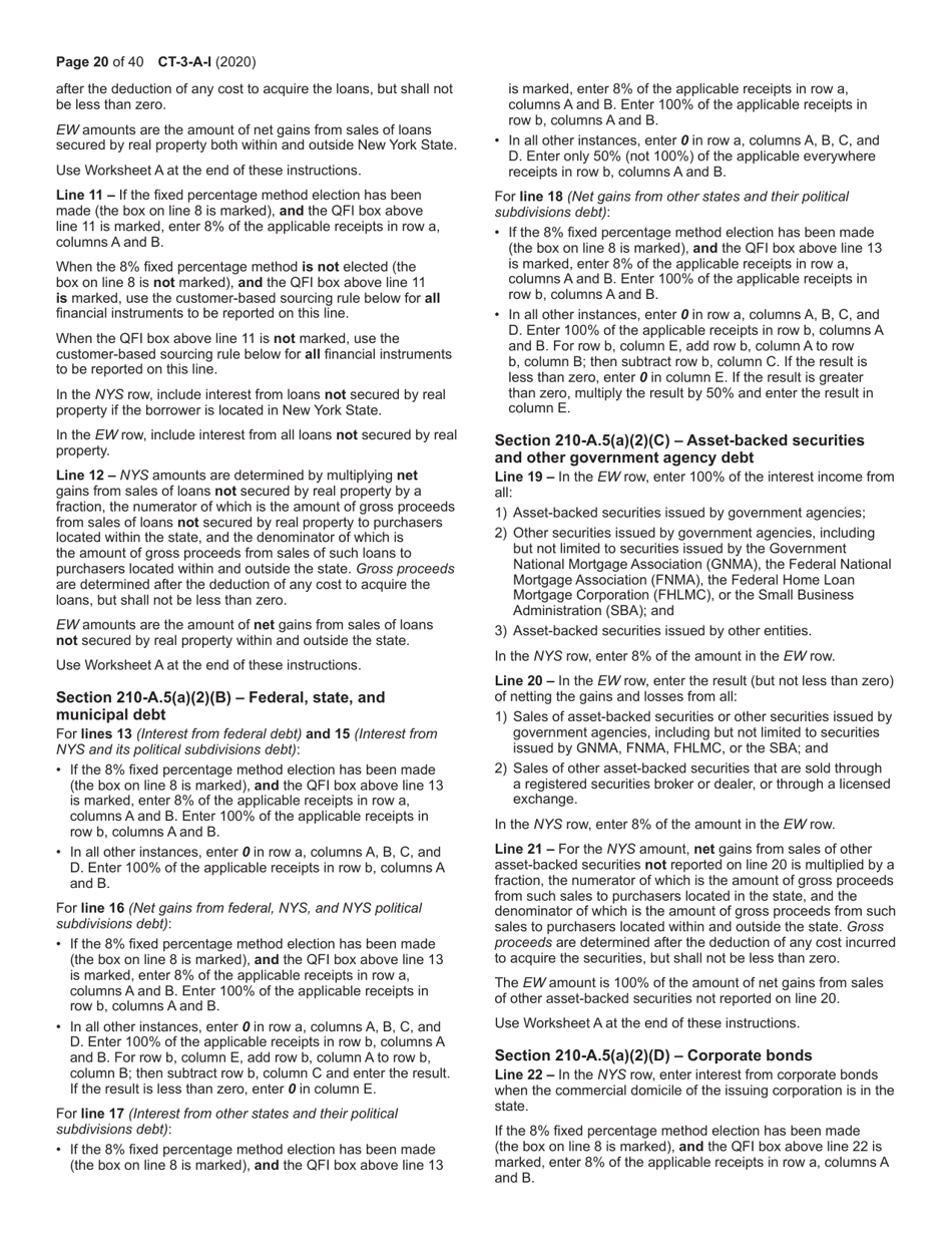 Instructions for Form CT-3-A General Business Corporation Combined Franchise Tax Return - New York, Page 20