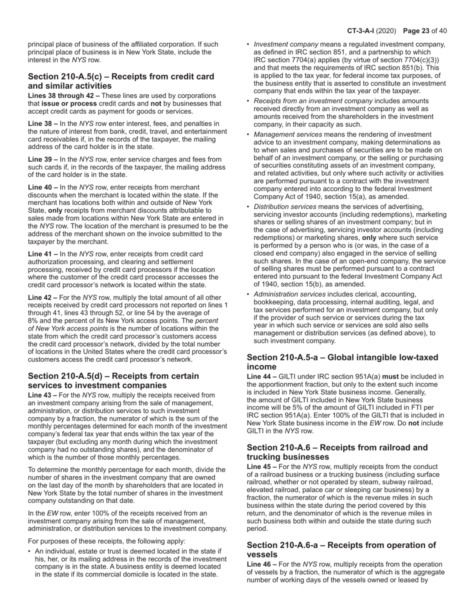Instructions for Form CT-3-A General Business Corporation Combined Franchise Tax Return - New York, Page 23