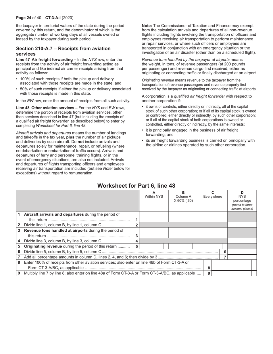 Instructions for Form CT-3-A General Business Corporation Combined Franchise Tax Return - New York, Page 24
