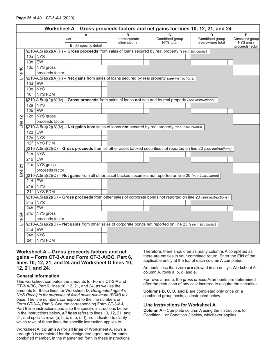 Instructions for Form CT-3-A General Business Corporation Combined Franchise Tax Return - New York, Page 26