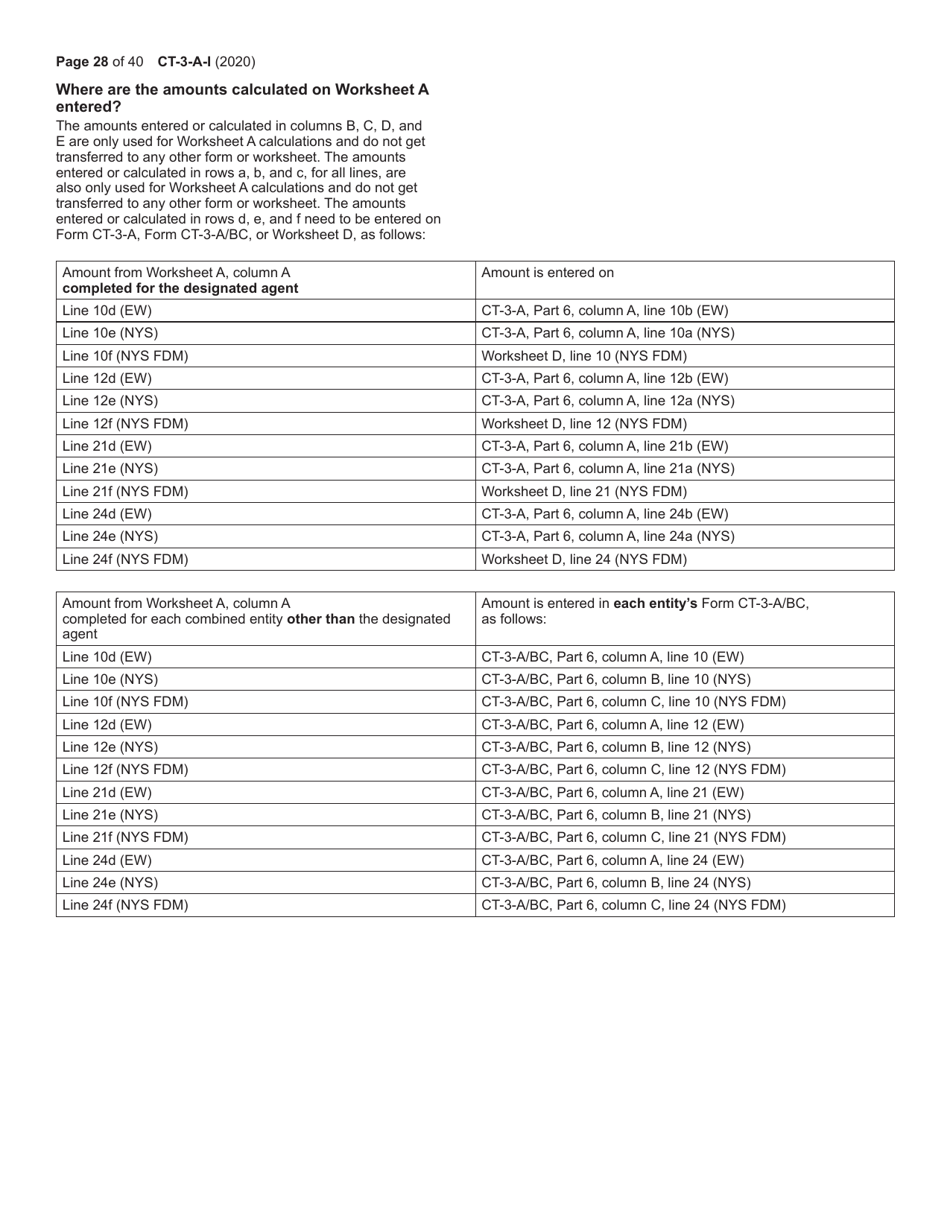 Instructions for Form CT-3-A General Business Corporation Combined Franchise Tax Return - New York, Page 28