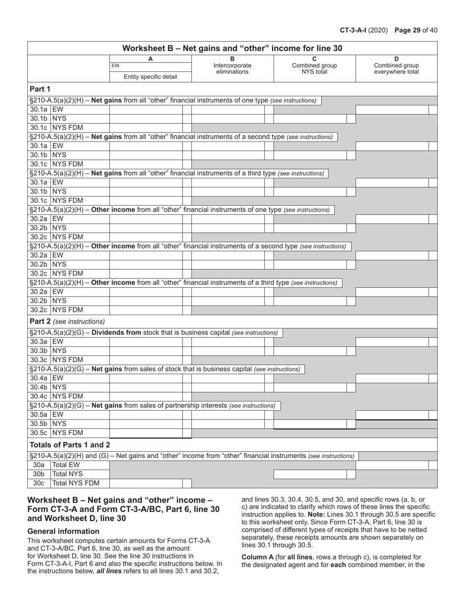 Instructions for Form CT-3-A General Business Corporation Combined Franchise Tax Return - New York, Page 29