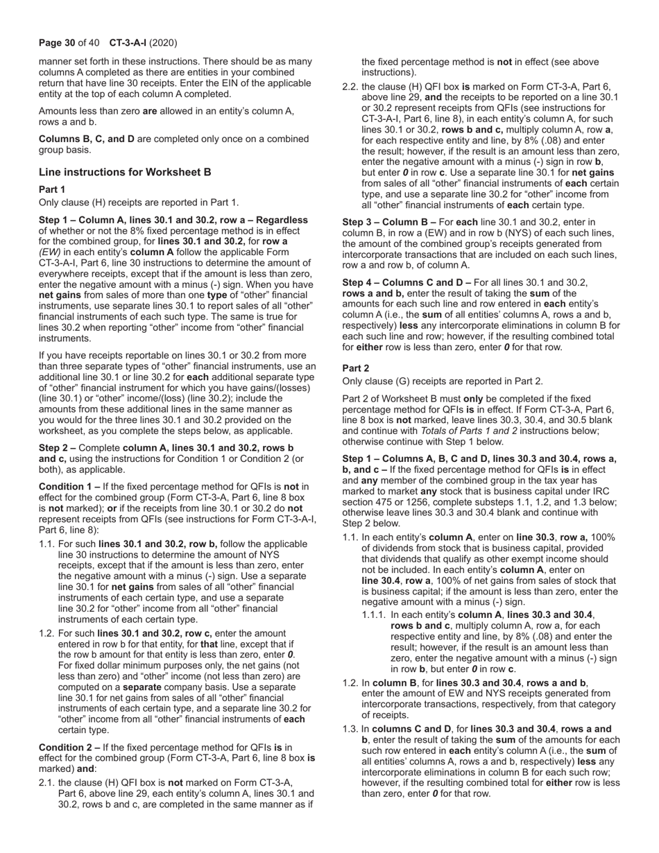 Instructions for Form CT-3-A General Business Corporation Combined Franchise Tax Return - New York, Page 30