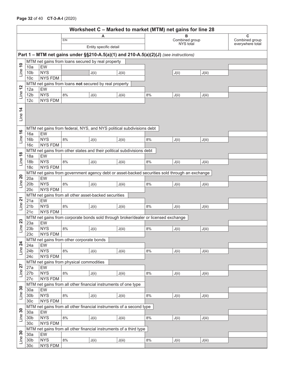 Instructions for Form CT-3-A General Business Corporation Combined Franchise Tax Return - New York, Page 32