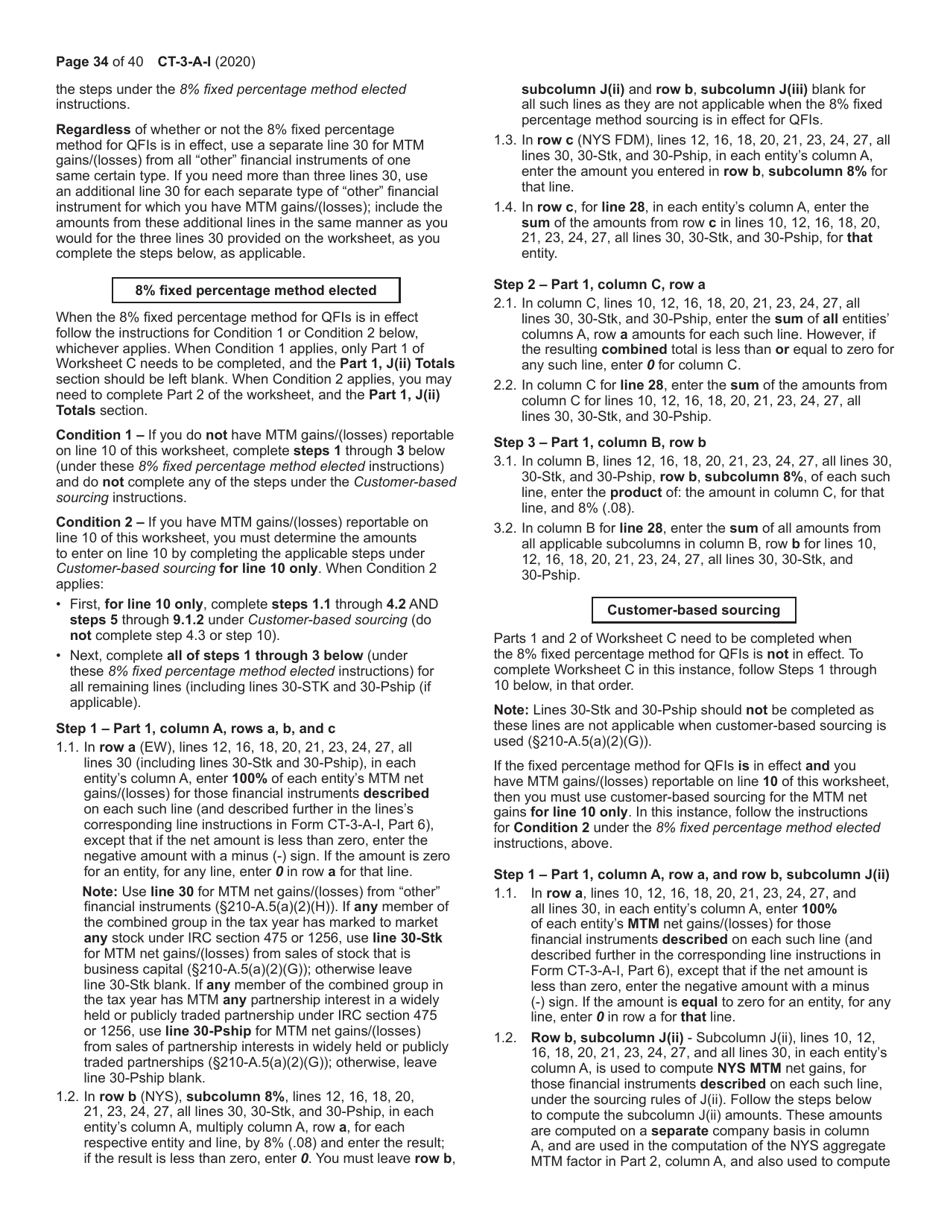 Instructions for Form CT-3-A General Business Corporation Combined Franchise Tax Return - New York, Page 34