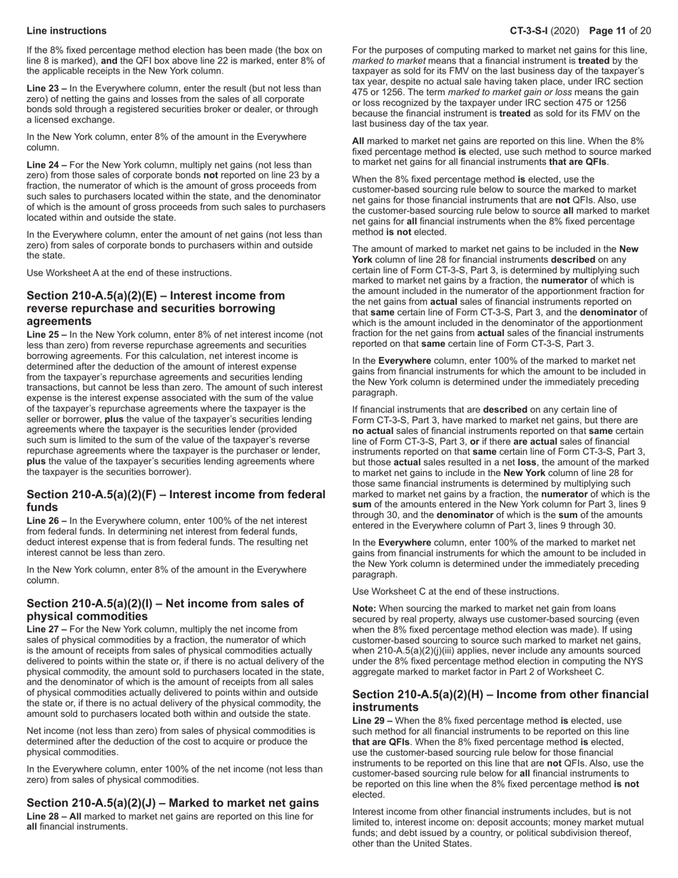 Instructions for Form CT-3-S New York S Corporation Franchise Tax Return - New York, Page 11