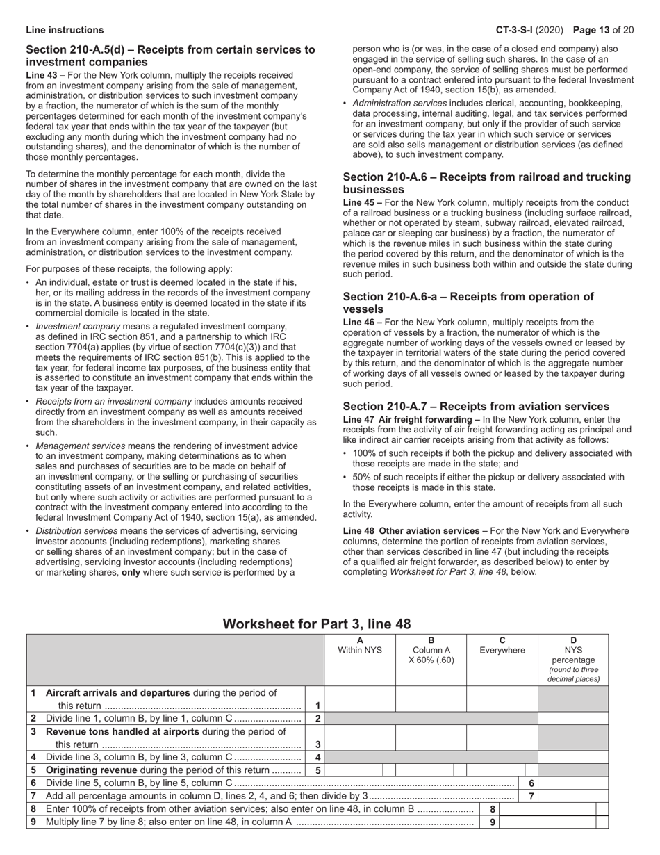 Instructions for Form CT-3-S New York S Corporation Franchise Tax Return - New York, Page 13