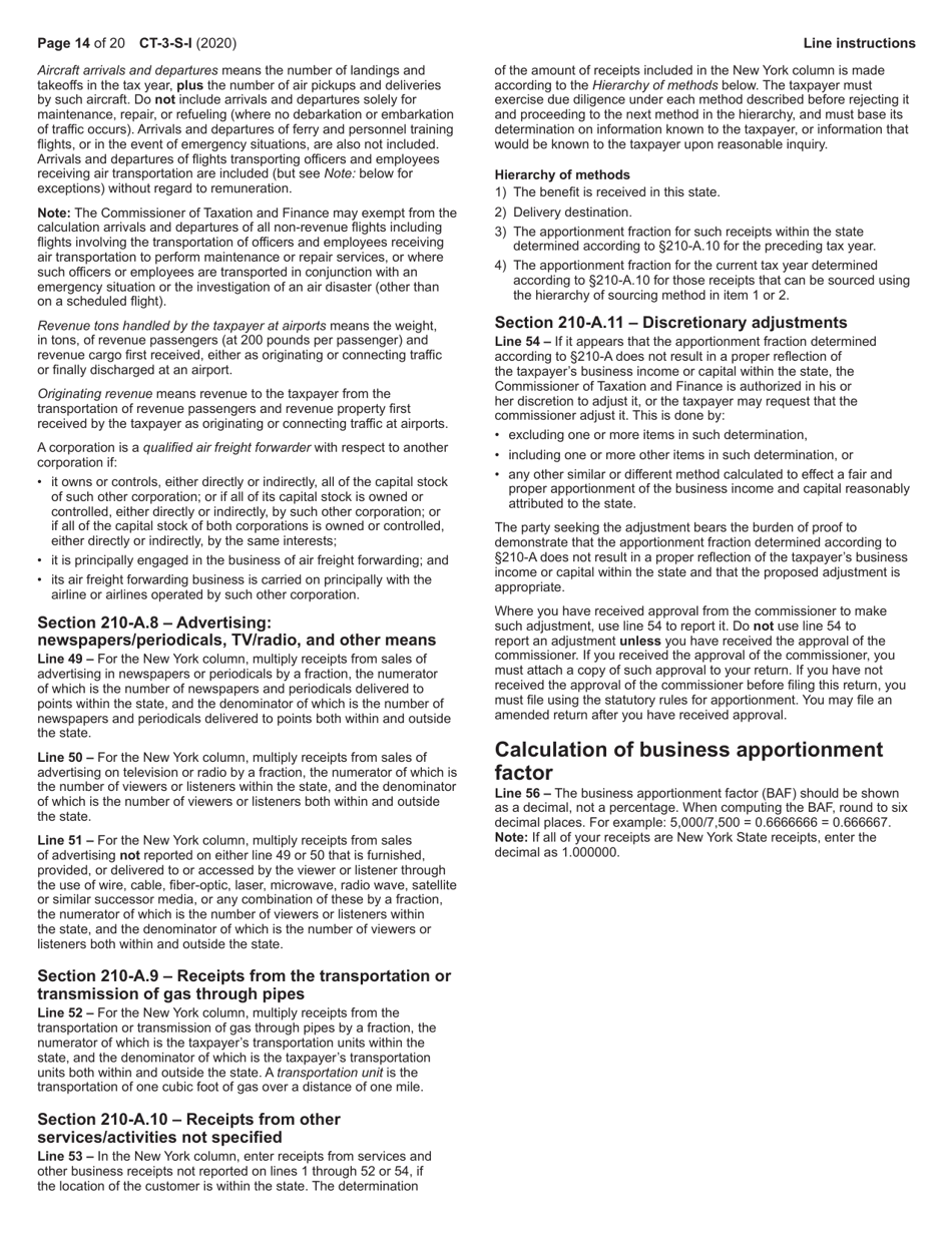 Instructions for Form CT-3-S New York S Corporation Franchise Tax Return - New York, Page 14
