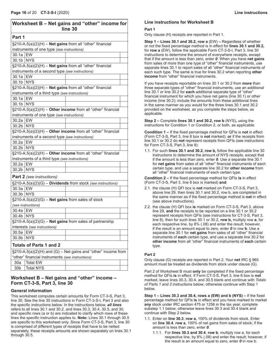 Instructions for Form CT-3-S New York S Corporation Franchise Tax Return - New York, Page 16