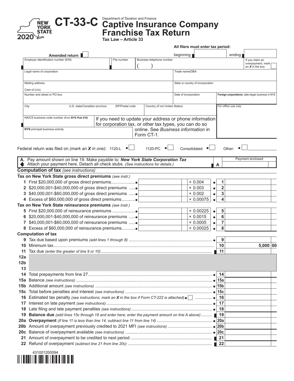 Form CT33C Download Printable PDF or Fill Online Captive