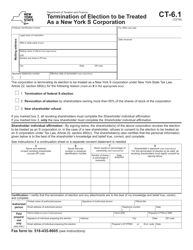 Form CT-6.1 Termination of Election to Be Treated as a New York S Corporation - New York
