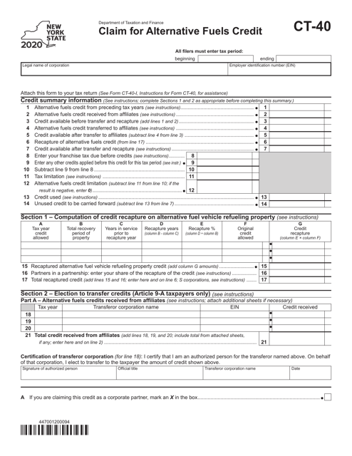 Form CT-40 2020 Printable Pdf