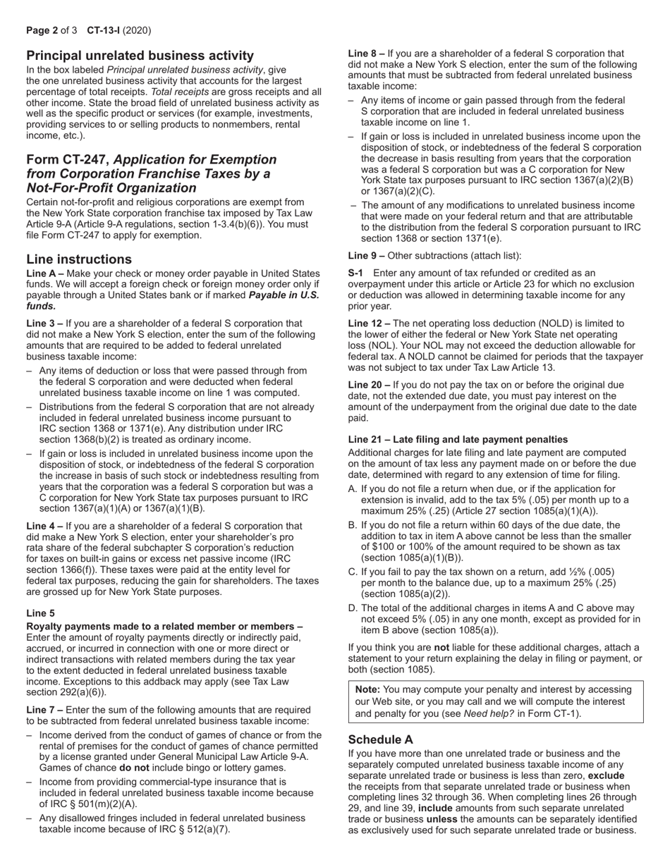 Instructions for Form CT-13 Unrelated Business Income Tax Return - New York, Page 2