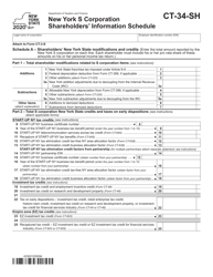 Document preview: Form CT-34-SH New York S Corporation Shareholders&#039; Information Schedule - New York