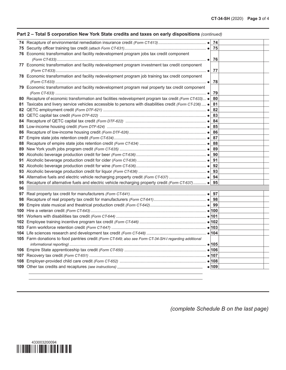 Form CT-34-SH New York S Corporation Shareholders Information Schedule - New York, Page 3