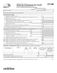 Form CT-46 Claim for Investment Tax Credit (Includes Employment Incentive Credit) - New York