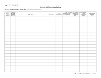 Form CT-51 Combined Filer Statement for Newly Formed Groups Only - New York, Page 2