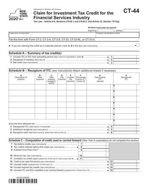 Form CT-44 2020 Printable Pdf