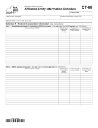 Form CT-60 Affiliated Entity Information Schedule - New York