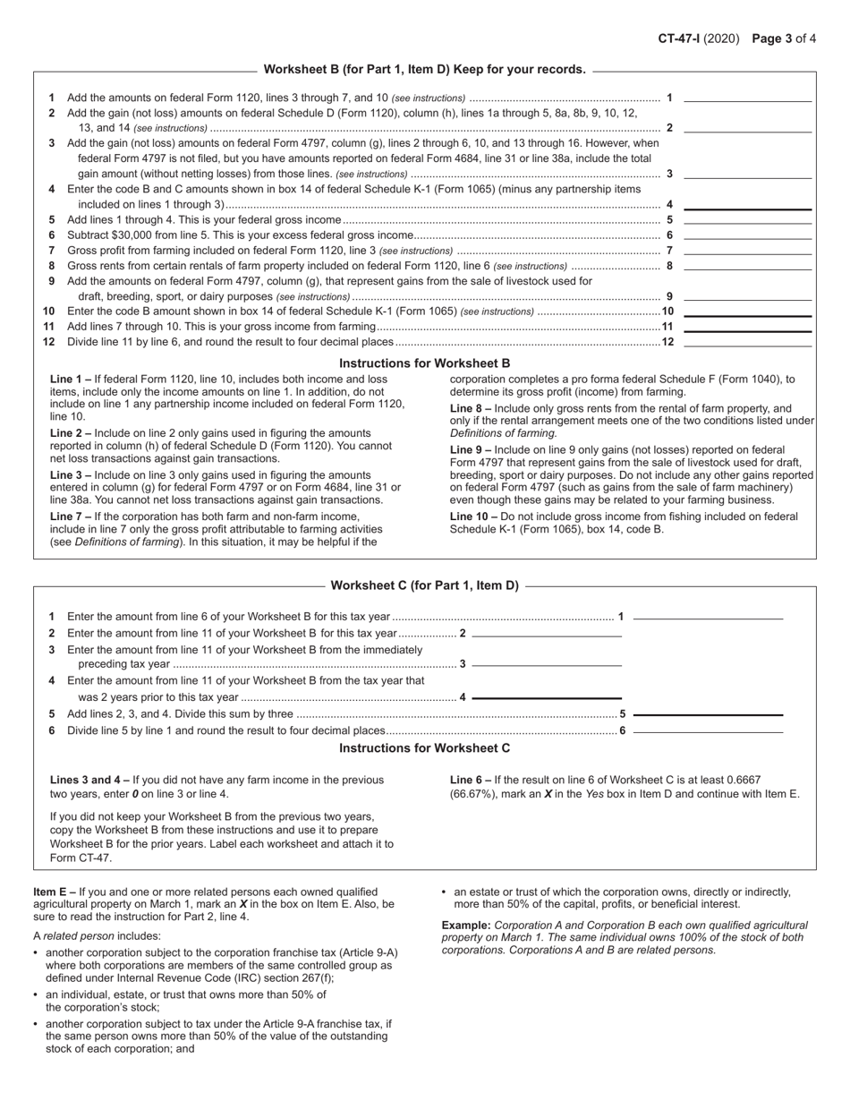 Instructions for Form CT-47 Claim for Farmers School Tax Credit - New York, Page 3