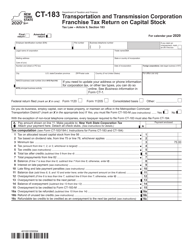 Form CT-183 &quot;Transportation and Transmission Corporation Franchise Tax Return on Capital Stock&quot; - New York, 2020