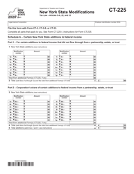 Form CT-225 New York State Modifications - New York