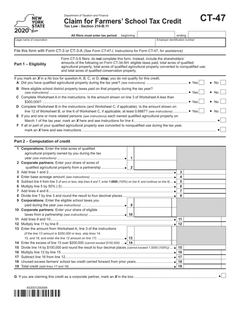 Form CT-47 2020 Printable Pdf
